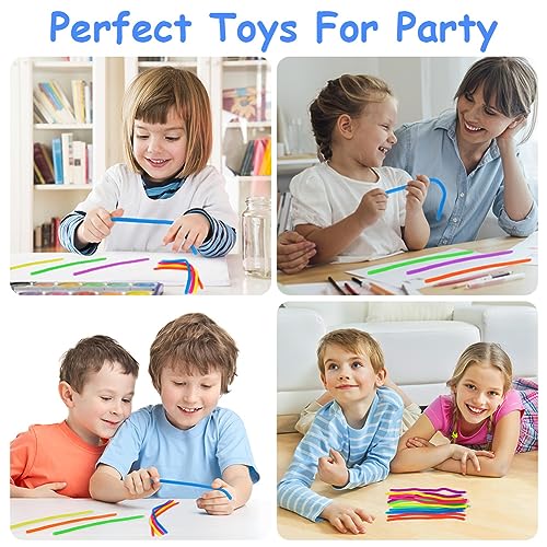Ainiv 12 Stück Bunte Dehnbare Saiten, Sensory Noodles Fidget Toys, 24 cm Sensorische Dehnbar Schnur Fidget Toys Stretch Spielzeug Set, Spielzeug Stress Relief Zappeln für ADD, ADHS, Autismus(6 Farben)
