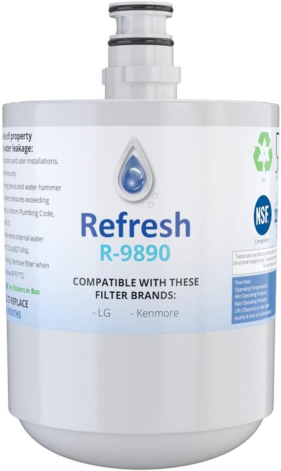 Refresh Replacement Refrigerator Water Filter Compatible with LG LT500P, 5231JA2002A, 5231JA2002A-S, ADQ72910901, ADQ72910902, ADQ72910907 and Kenmore 46-9890 Refrigerator Water Filter (1 Pack)