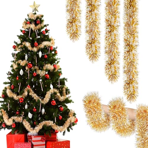 12 M Girlande Weihnachten, Tannengirlande, Goldene Christbaumschmuck,...