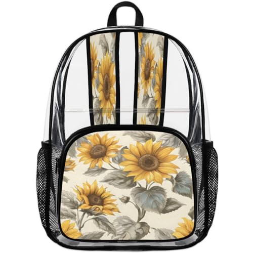 Vintage Sunflower Clear Backpack, Stadium Backpack for Women Men Adult Concert Festival Work Daily Travel4