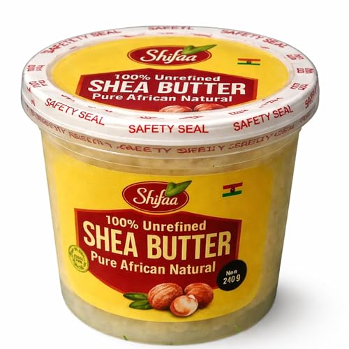 Shifaa Shea Butter - 100% Pure and Unrefined from Ghana I Raw Natural Moisturizer & Organic for Skin Hair & Body - 400g