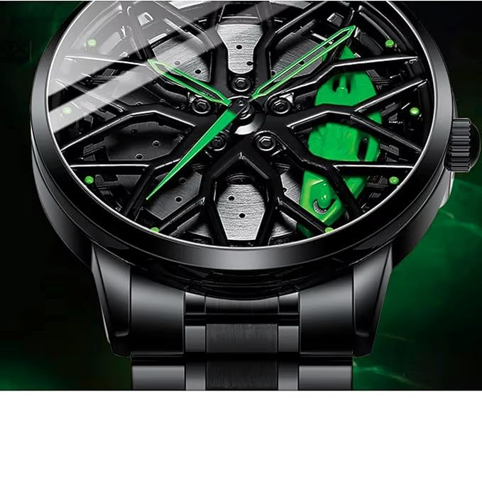 Image of Men's Sport Quartz Watch Car Wheel Multicolour Dial Wheel Dial 360 Rotating Casual Fashion Stainless Steel Alloy Mens &Boy's Luxury Metal Gift Creative Watch