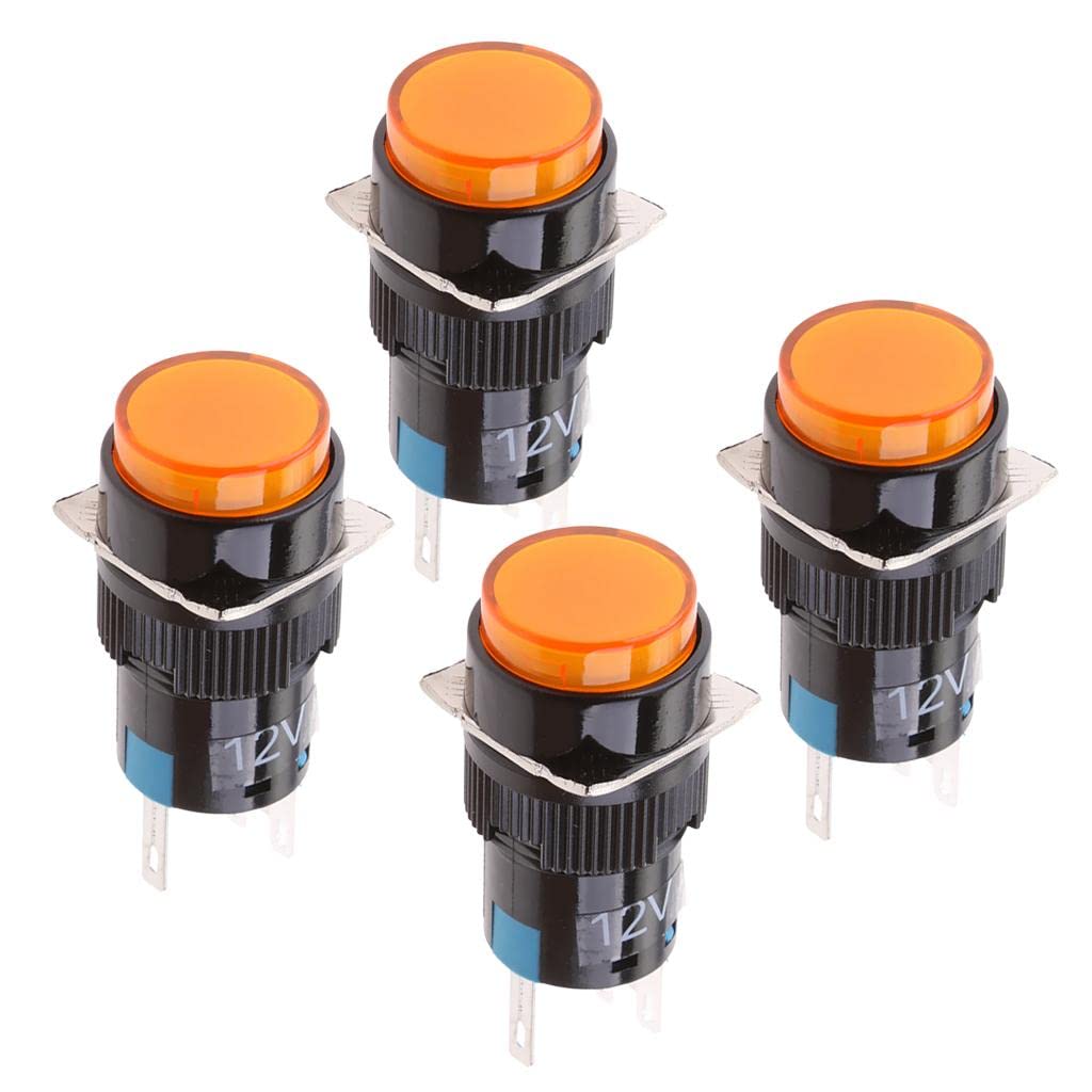 UJEAVETTE 4 Pieces Self Reset Momentary Push Button Power Switch with Light yellow-image-49