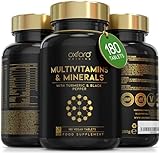 Award Winning A-Z Multivitamins and Minerals Boosted with Turmeric | Made in The UK | Vegan Multivitamin Tablets for Women & Men | 100% NRV Multivitamin with 27 Key Nutrients | 180 Capsules