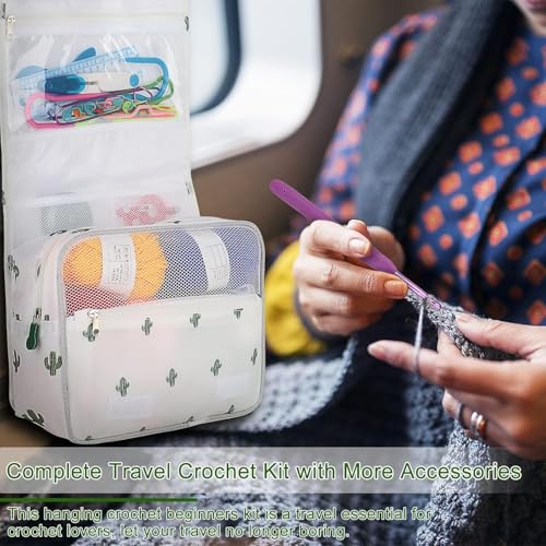 Image of Gemsy Knitting Crochet Hook Needle Set | Hard-Anodized Aluminum Hook for Embroidery | Ultimate Sewing, Craft, Sweater, Woolen Cloth, Yarn, Thread | Needles Kit for Knitting (Big Cactus Bag)
