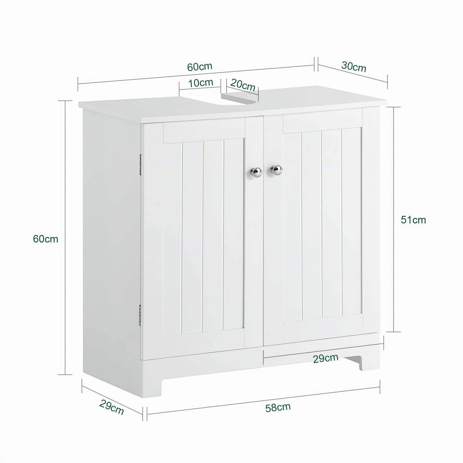 SoBuy Meuble sous Lavabo Salle de Bain avec Découpe pour Siphon 60x60x29 cm