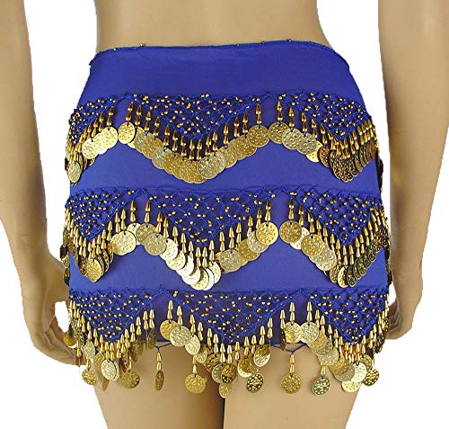 Belly Dance Plus Size Chiffon Colorful Bead & Coin Hip Scarf | WINDING WINDS3