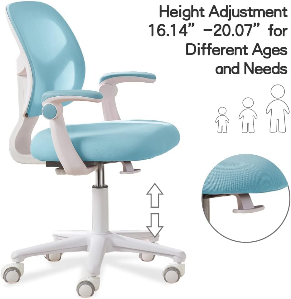 Miniatura 2 de Silla de escritorio para niños, silla para niños de altura ajustable. Diseño ergonómico. Adecuado para niños de 4 a 12 años, color azul claro