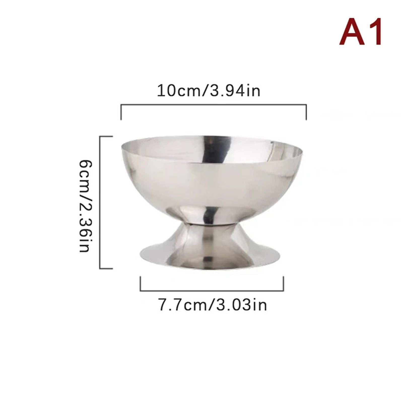 Coppe Gelato 2 Pezzi di Tazza in Acciaio Inossidabile for Gelato, insalatiera, Piatto di Frutta, Piatto for Snack, Forniture for Bar KTV per Dessert(Silver1)