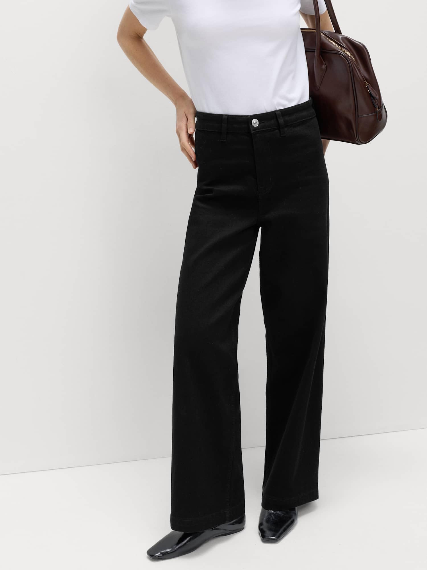 Marks & Spencer Jean Taille Haute Jambes Larges Longueur Cheville Femme, avec Stretch