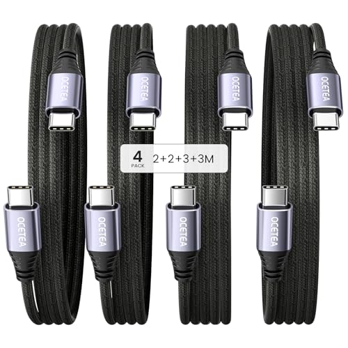 Ocetea 60W USB C Kabel, [4er Pack, 2M 2M 3M 3M] USB C auf USB C Kabel Set, PD 3.0 Schnellladekabel USB C Kompatibel mit iPhone 16 15 Pro Max, MacBook Pro Air, iPad Pro Air, Galaxy S24 S23, Pixel