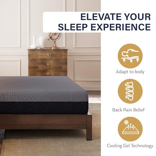 Image of MLILY EGOHOME 10 Inch Full Mattress, Copper Gel Cooling Memory Foam Mattress for Back Pain Relief,Therapeutic Double Mattress Bed in a Box, Made in USA, CertiPUR-US Certified, 54x75x10 Black