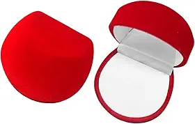 Estojo Porta Alianças em Veludo Vermelho, Caixinha para Anel e Joias, com Forro Branco Protetor