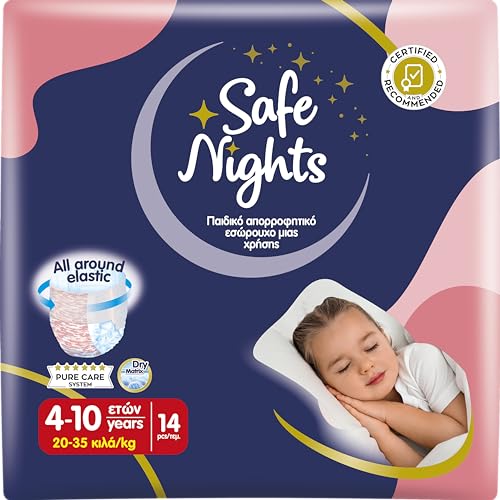 Babylino Safe Nights Girl, Mutandina Assorbente per la Notte per Bambina 4-10 anni (20-35kg), 14 Unità