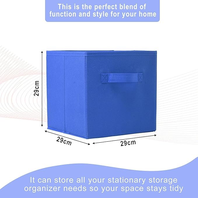 Image of RENVA 4 PCS Fabric Storage Cubes Foldable Storage Bins for Organizing Pantry, Cubbies, Toy Box - Clothes Storage & Closet Organizer (Blue, 4)