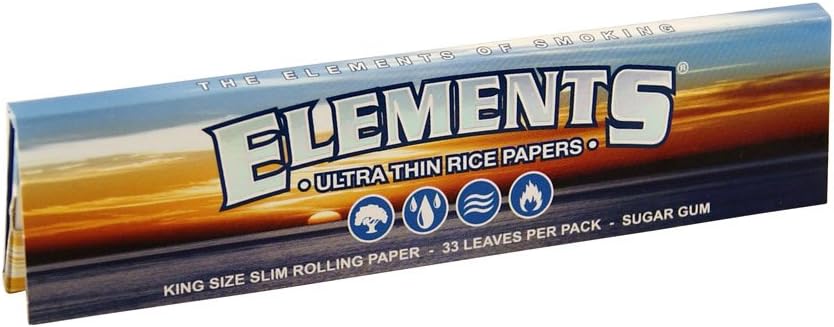Elements King Size Premium Slim Long Papers 1 Box = 50 Booklets Sealed Box Display (50x32)