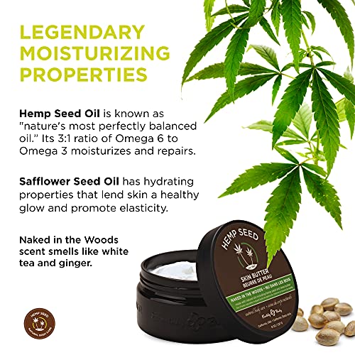Hemp Seed Skin Butter, Naked In The Woods - 8 Oz. - Total Body Moisturizer - Hemp Seed Oil, Jojoba Oil, Shea Butter - Vegan & Cruelty Free #TOP2