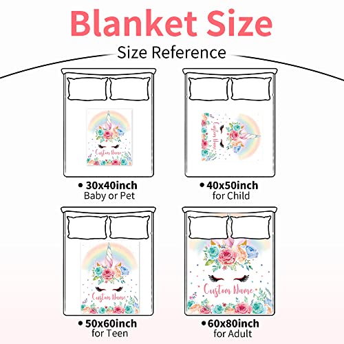 Image of Custom Horse Blanket for Girl Personalized Name Rainbow Nap Blanket for Kid