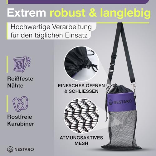 Nestaro Wäscheklammerbeutel mit Haken – Aufbewahrungsbeutel für Wäscheklammern | Klammerbeutel zum Aufhängen aus Netz & Stoff | Wetterfest, platzsparend & robust – ideal für Wäschespinne & Balkon (