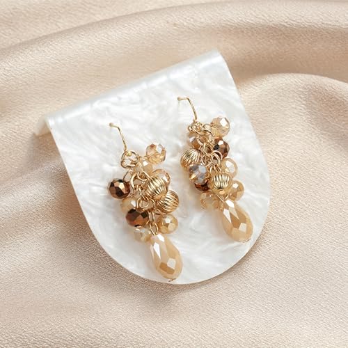 Colorful Lightweight Dainty Cluster Dangle Earrings for Women Trendy Statement Elegant Sparkly Drop Earrings Boho Fancy Teardrop Long Dangly Earrings for Women Wedding Bride Earrings Jewelry Gift2