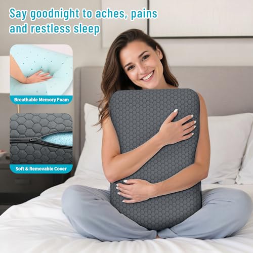 Image of CushyOasis Memory Foam Pillows for Side, Back and Stomach Sleepers, Set of 2, Bed Pillow with Washable Cover and Breathable Mesh, Bed Pillow for Sleeping (Dark Grey,King Size)