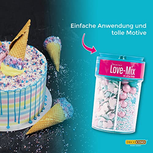 Decocino "Love-Mix" Streusel-Mix Zucker-Perlen, Streu-Konfett, Torten-Deko, Muffin-Deko für Fondant, Cake-Pops, 95g - Image 5