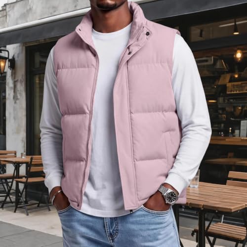 Black Puffer Vest Men Quilted Vest No Hood Full Zip Padded Jacket Coat - image 2