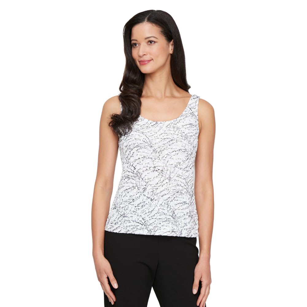 Alex Damen Plus Size Printed Twinset With Tank Top And Jacket Smokinghemd