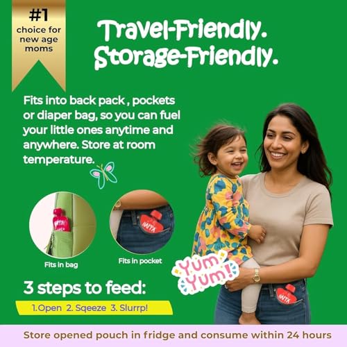 Image of Happa Organic Baby Food Apple Mango and Multigrain Puree | 100% Fruits | No Added Sugar, No Milk Powder, No Preservatives | Stage 3 (8 Months+) | Ready to Eat | Free from Common Allergens | Pack of 9 (100g Each)