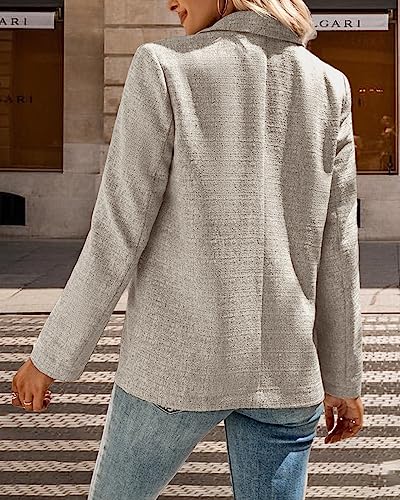 Tweed Blazer Jacket for Women 2023 New Falll Winter Fashion Clothes Casual Work Jacket with Pocket3