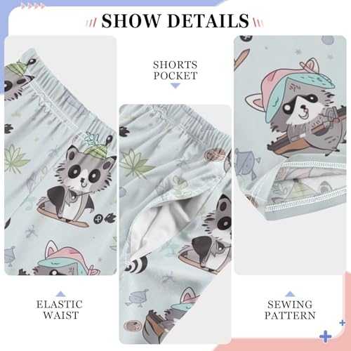 visesunny Boys' Pants Cute Gray Pirate Raccoon Light Green Jogger Pants Elastic Waist Long Bottoms Trousers with Pockets 6