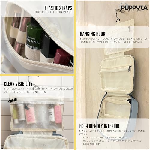Image of Water Resistant Toiletry Pouch for Men & Women - Travel Pouch Bag for Men with Hanging Hook, Multi-Compartment Organizer, Lightweight & Spacious | Medicine Pouch for Travel | Free Travel E-Book