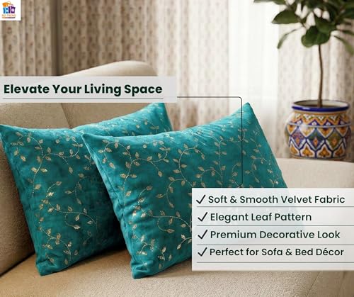 Image of RD TREND Velvet Rectangular 12x18 Inches Cushion Covers Set of 2 | Throw Pillow Covers for Sofa, Bed & Living Room | Perfect for Home Decor Sea Green