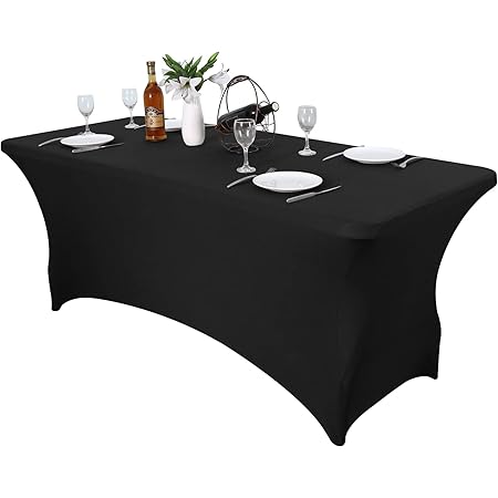 Amazon.com: Banquet Tables Pro Black 6 ft. Rectangular Stretch Spandex ...