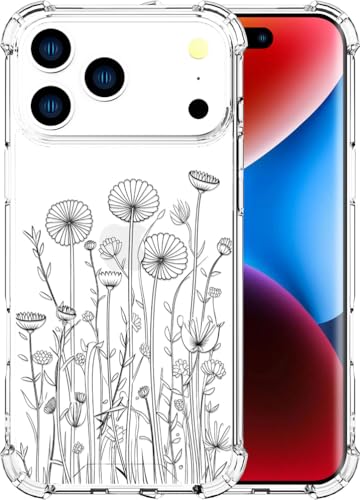 Coque compatible avec iPhone Pro motif floral avec pare-chocs de protection transparent