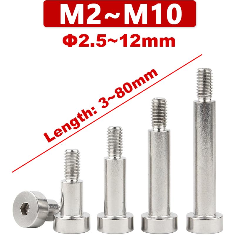 M5 Shoulder Screws, 304 Stainless Steel Shoulder Bolts, Plug Limit Screw, Round Head Bearing Bolt, Inner Hex Positioned Stripper Bolts