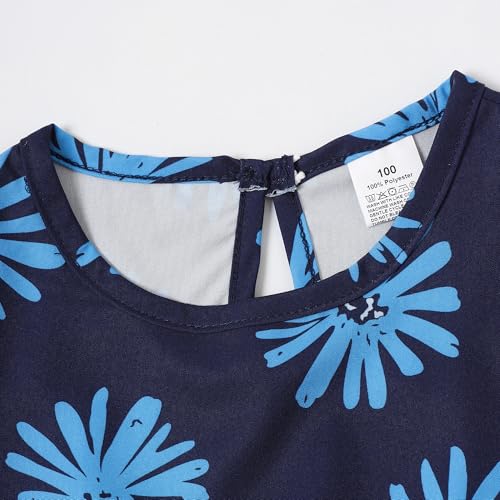 Girls Summer Outfit Floral Print Ruffle Sleeveless Dress Size A-Line Cute Midi Casual Sundress Size 3-9 Years2