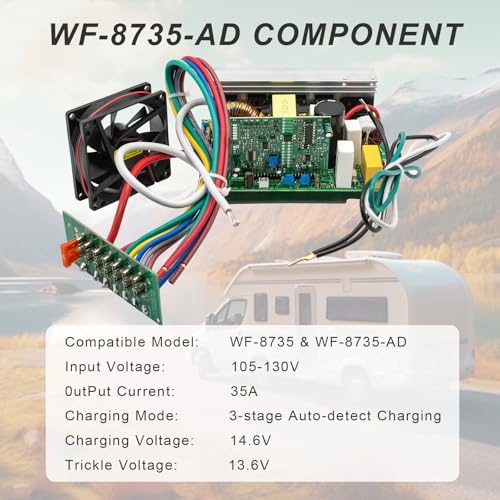 Image of WF-8735 Assembly Components 35 Amp RV Power Converter for Battery,Replacement Part for WF-8735,14.6V Three Stages Smart Battery Charger, Compatible with WF-8735,WF-8735-AD,WF-8735-P
