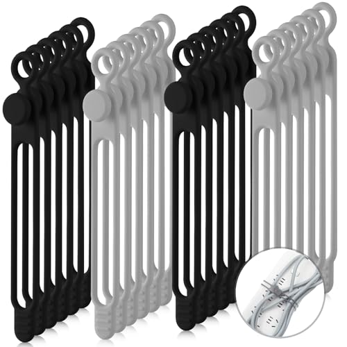 Nuanchu 40 Pcs Silicone Cable Ties, 7.1 Inch, Black, Gray