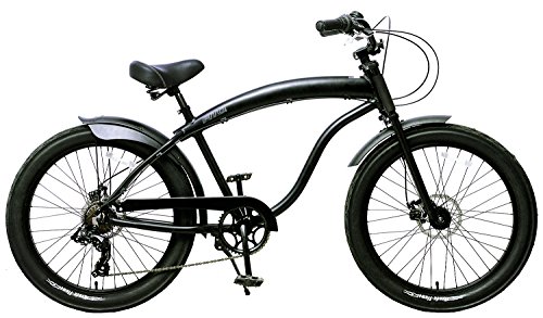 Fito Men's Modena GT-2 Aluminum Alloy 7-Speed Beach Cruiser Bike, Matte Black, 18" x 26"/One Size