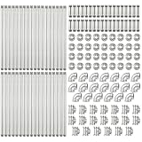 MorningRo 148 Pcs Silver Iron Pipe Fitting Set with Threaded Hole Industrial Vintage Style, Paint Metal Pipe Nipple/Malleable Iron Floor Flange Elbow Tees Combo for DIY Furniture Shelving(1/2 Inch)