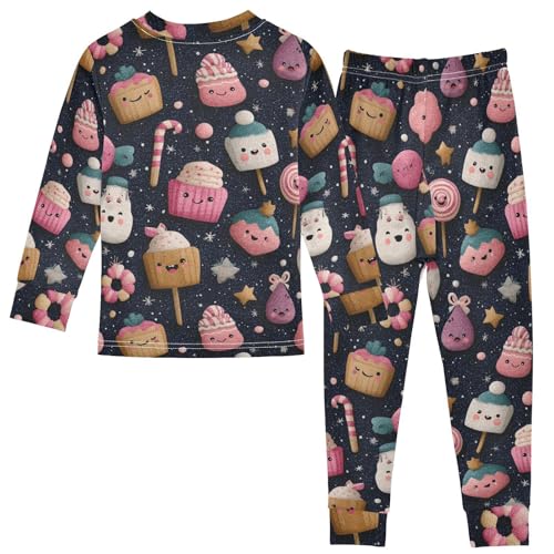 Pajama Sets Long Sleeve Cute Sweet Treats Pattern Soft Comfy Sleepwear 2 Piece PJS 3-8T3