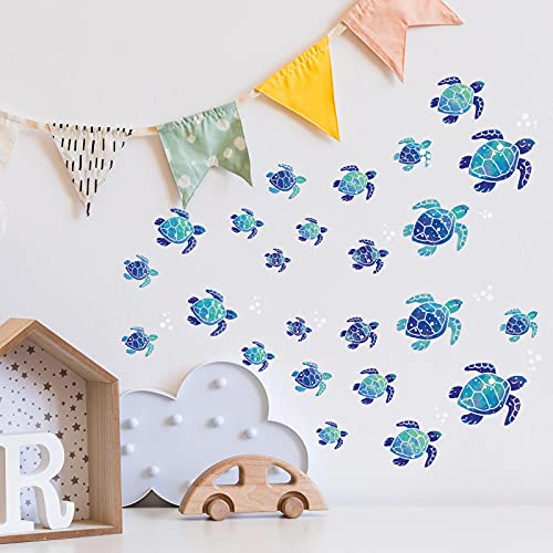 Vinilos decorativos de tortugas marinas y peces 3D, pack de 2 sets miniatura 5