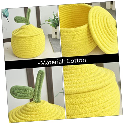 Cabilock 1Pc Cotton Thread Storage Woven Hamper Wicker Laundry Baskets Wicker Storage Bins Storage Basket Cube Basket Bins Woven Bin Sewing Kit Desktop Yellow Woven Laundry Hamper #TOP1