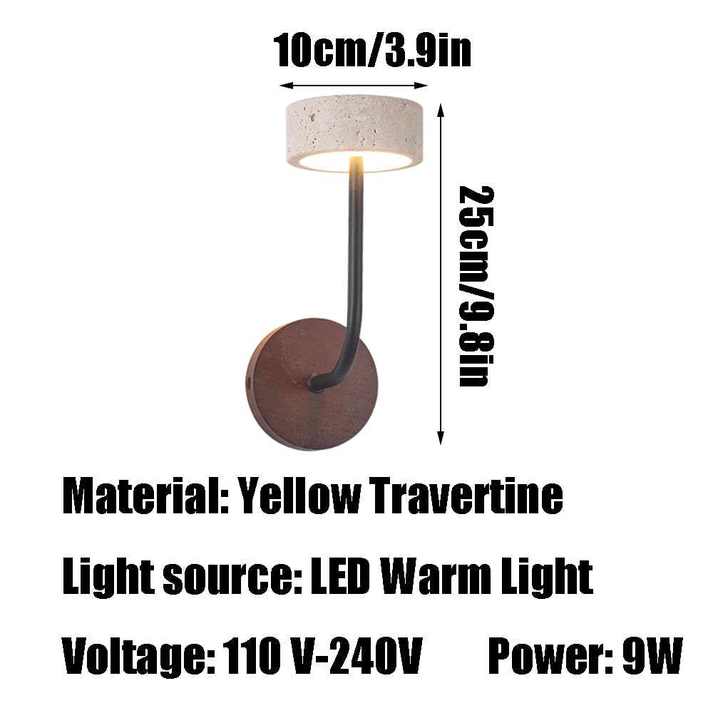 Flush Mount Yellow Travertine Wall Light, Industrial Style Single Head Lamp, Source Personality Sconce, Bedroom Hallway Dining Room Mounted Lighting Fixtures