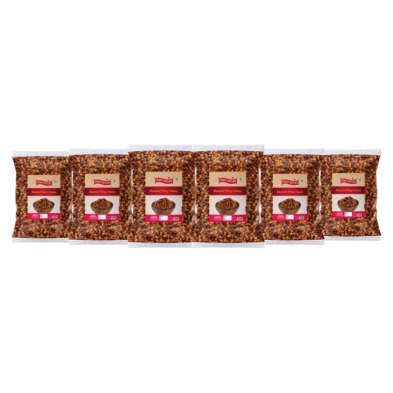 Image of OKHLI MUSAL BRAND Roasted Plain Hing with Masala Chana Tasty Chana Cracker Heeng Jeera Roasted Namkeen Snack Oil-free ready to eat Hing Chana-Roasted Hing Jeera Flavoured Chana Desi Chana-900g*6Pack