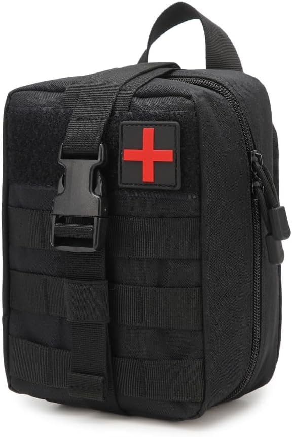 Nylon First Aid Box – Black Military Grade Medical Emergency Kit,...