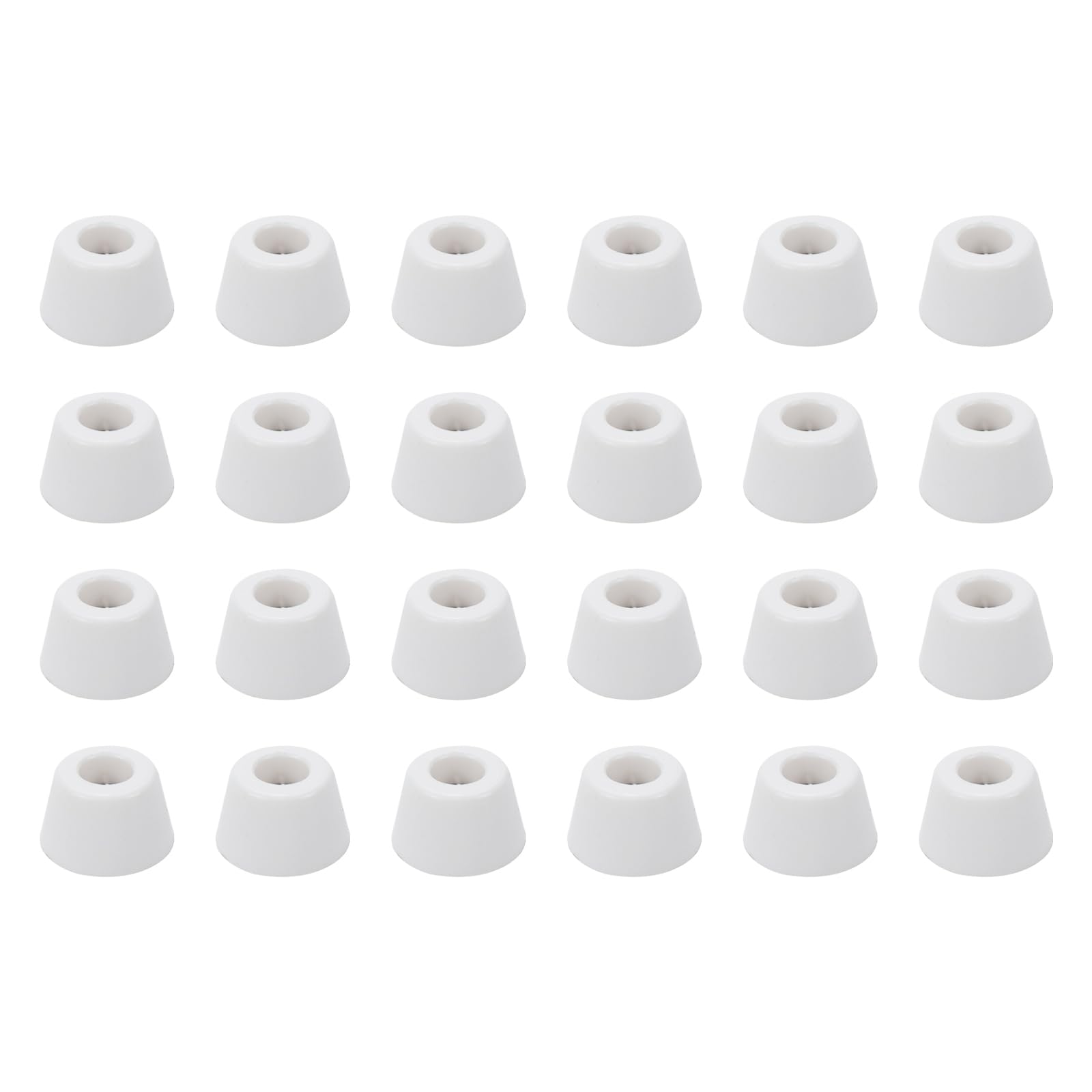 Wealrit 24 Pcs White Rubber Feet for Cutting Board, Round Non Slip Rubber Bumper Pads for Furniture Built-in Stainless Steel Washer and Matching Screws(0.55" W x 0.6" H)