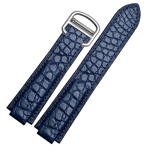 MAXPXGTLG Correa de reloj de cuero de cocodrilo americano adecuada para correa de cuero convexa de globo azul 18 20 mm hombres y mujeres negro (color: 21 mm, tamaño: 18-11 mm)