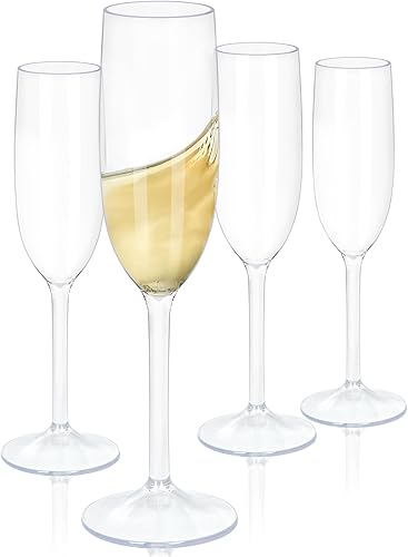 Vasos irrompibles de plástico Tritan para copas de champán Juego de 4 copas de cóctel de mimosa de plástico reutilizable de 5.5 onzas para fiestas